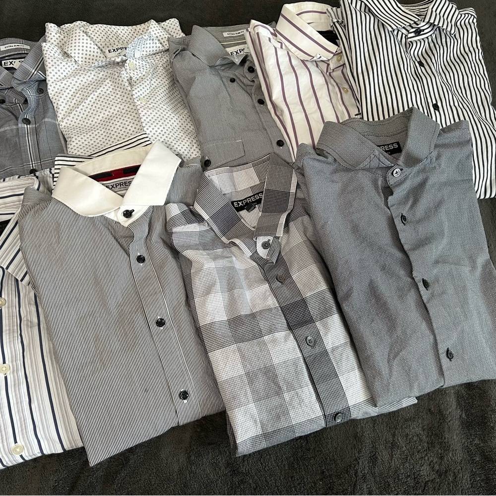 9X Men’s Express Design Studio Button-Up Collared Dress Shirts Bundle Sz XL